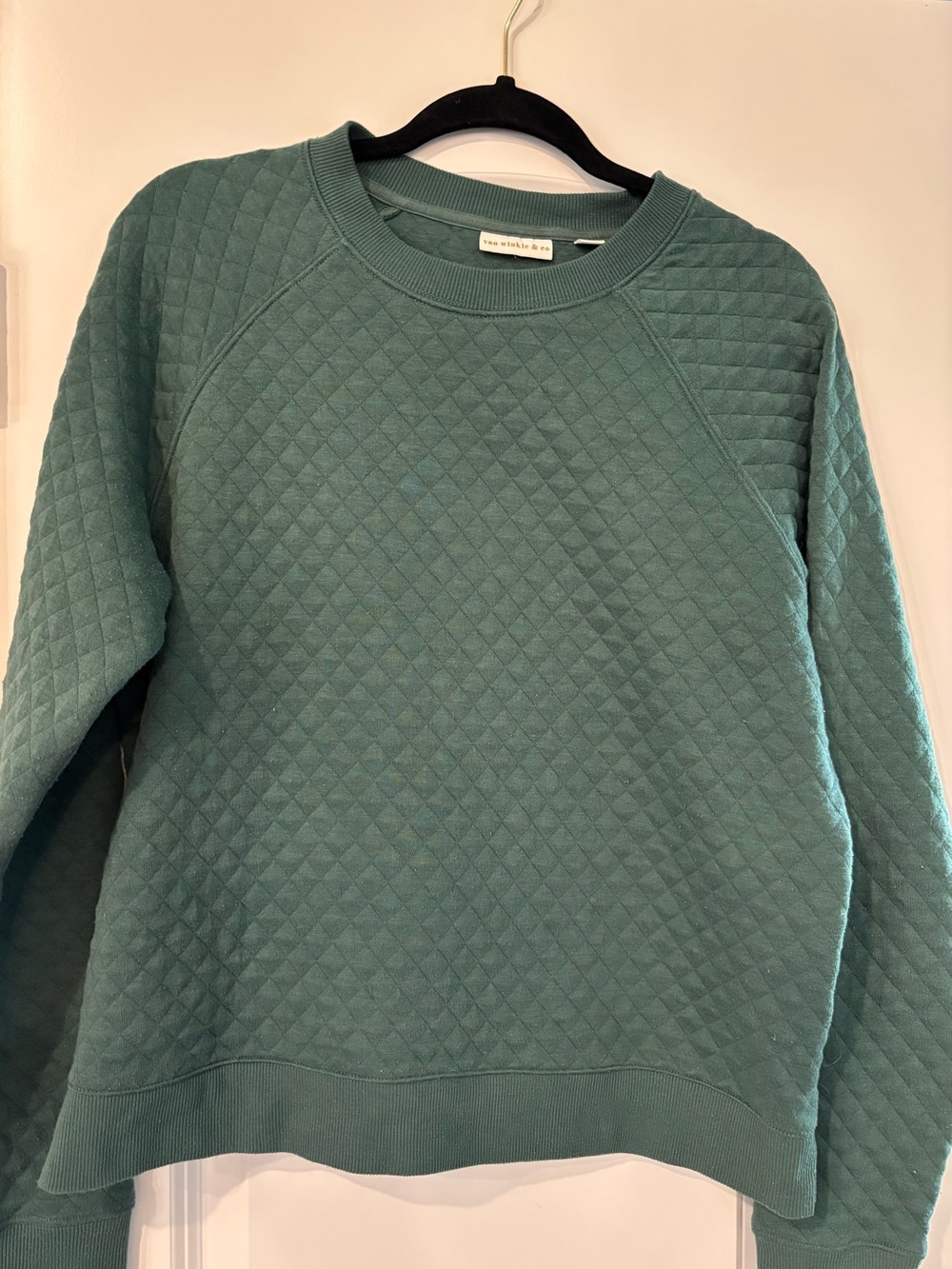 Van Winkle Quilted Crewneck Sweatshirt in Green